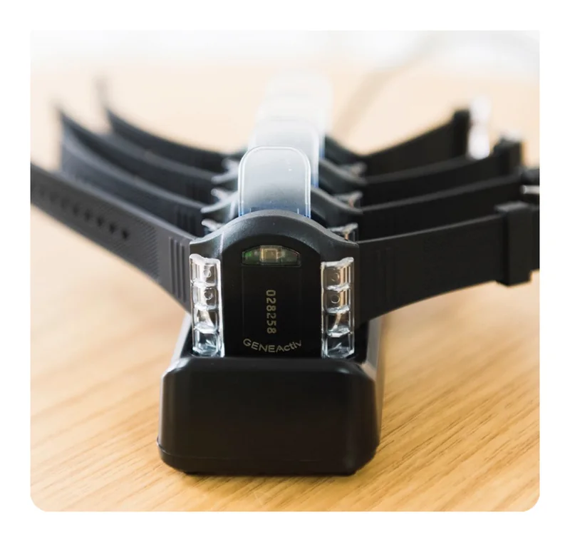 GENEActiv wrist accelerometers in their charging cradle