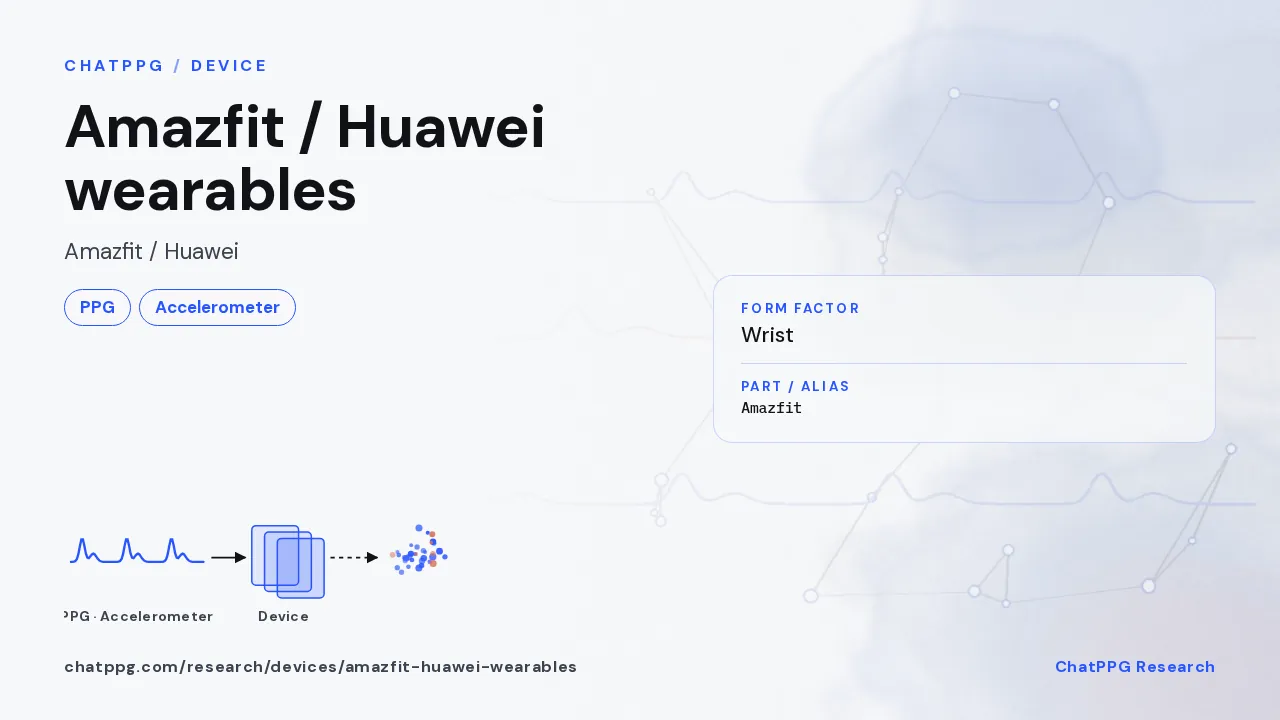 Amazfit / Huawei wearables: ChatPPG research summary card